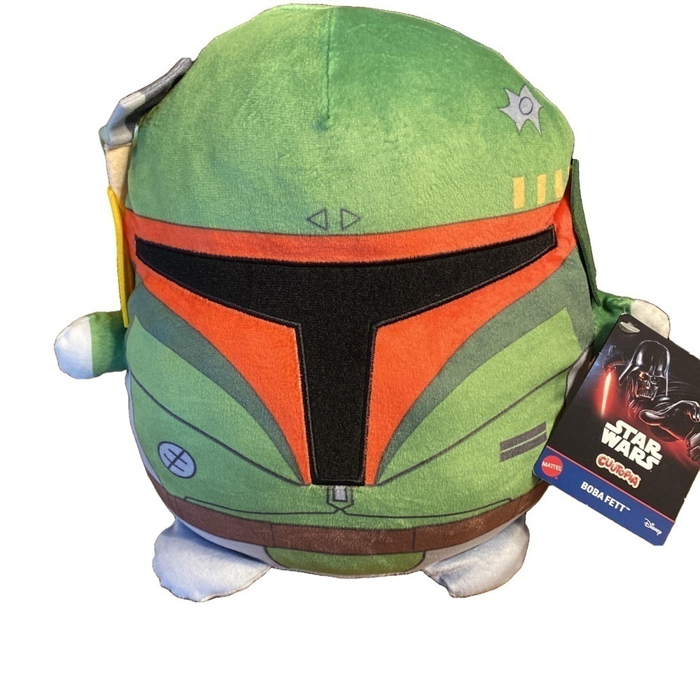 Star Wars Boba Fett Cuutopia Plush Toy Mattel Round Squishy Green 7" NWT
